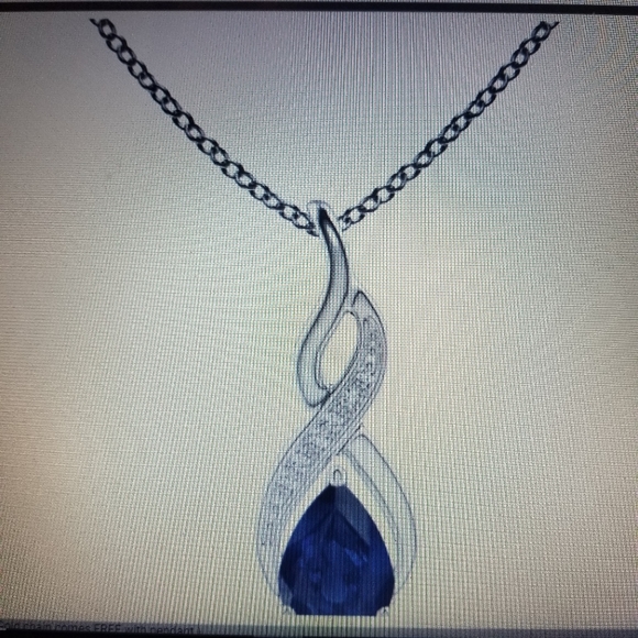 Blue Sapphire and White Sapphire Miabella Pendant Necklace Solid Silver Chain - Picture 13 of 14